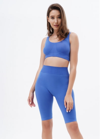 Seamless Above Knee Bike Shorts in Blue