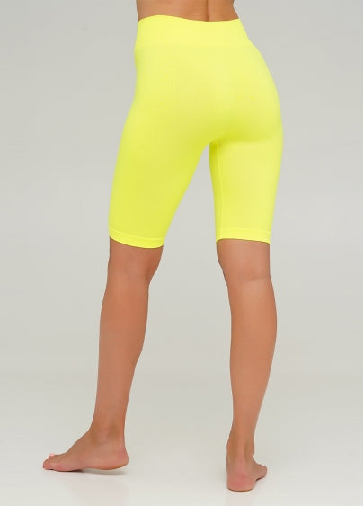 Seamless Above Knee Bike Shorts in Neon Yellow