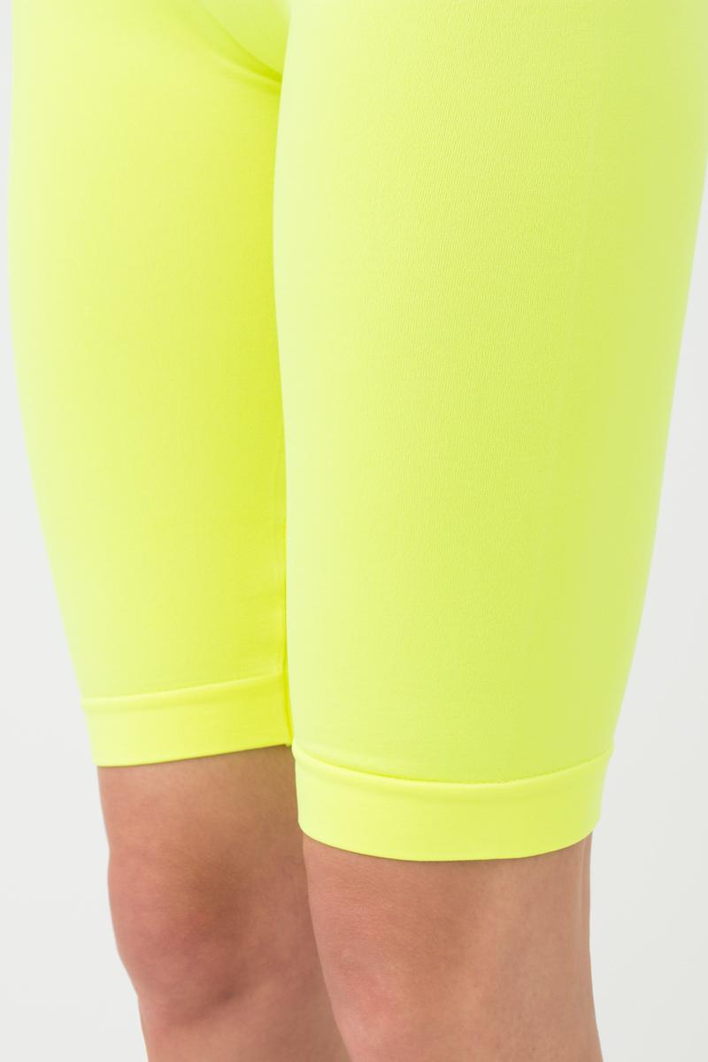 Seamless Above Knee Bike Shorts in Neon Yellow