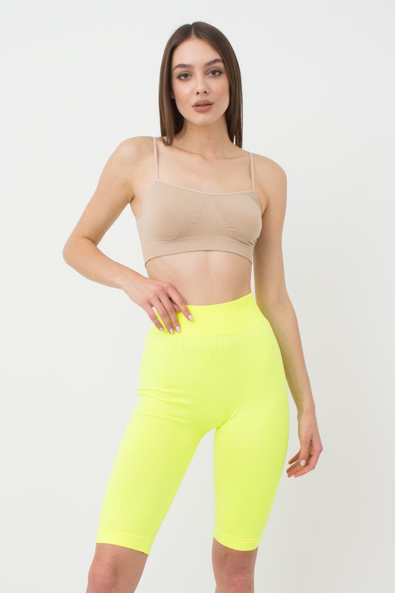 Seamless Above Knee Bike Shorts in Neon Yellow