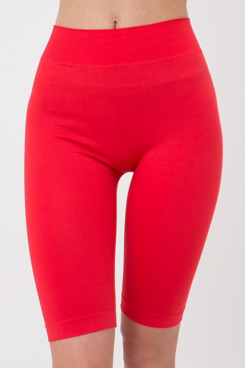 Seamless Above Knee Bike Shorts in Red