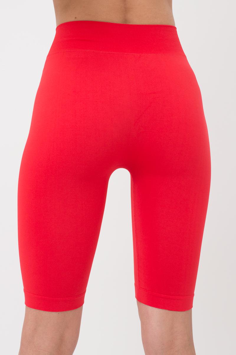 Seamless Above Knee Bike Shorts in Red