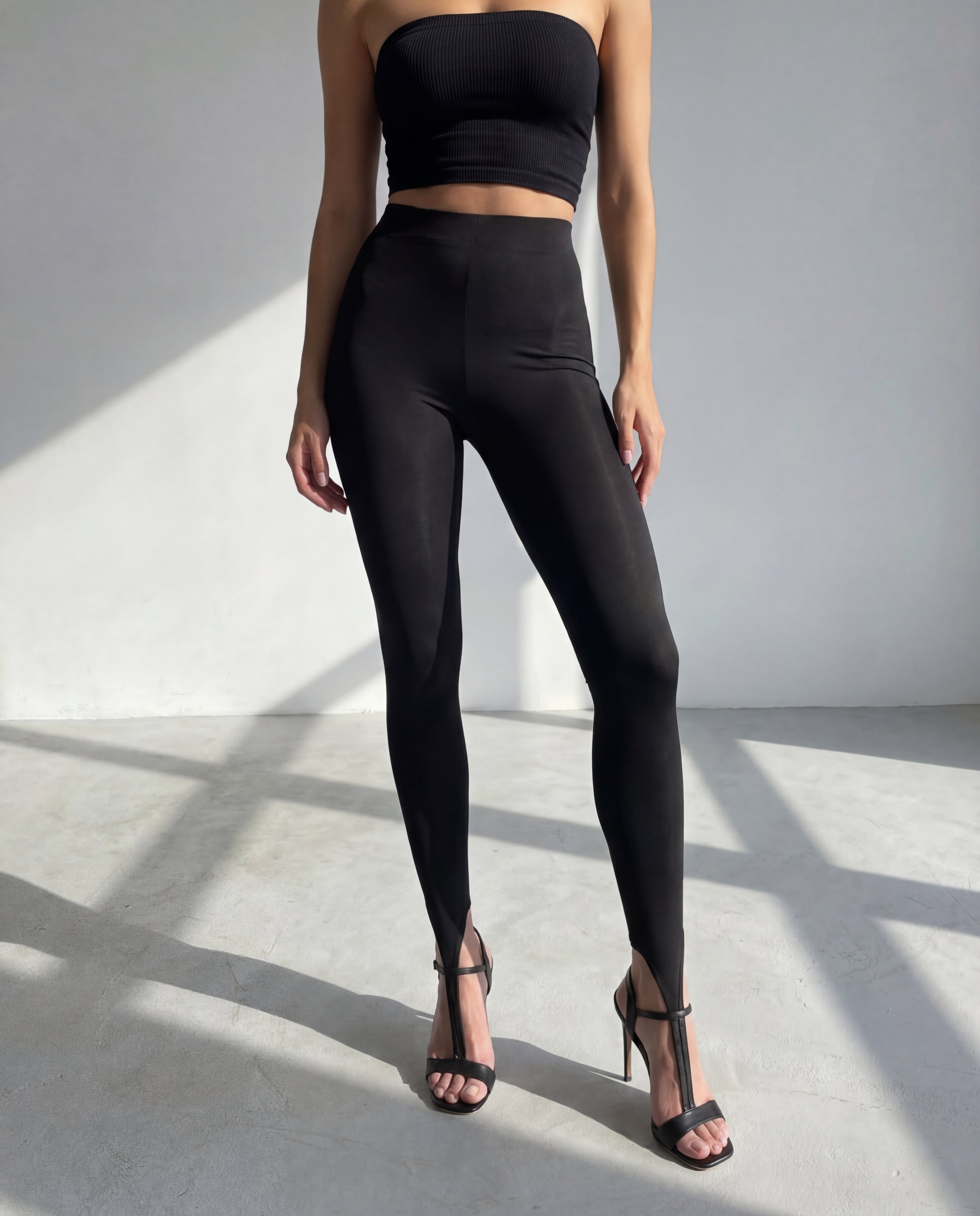 Focus Contour Point-Leg Leggings in Black