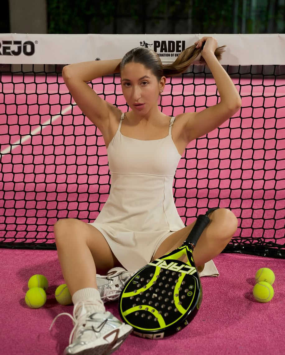 Winx Open-Back Tennis / Paddle Dress Jumpsuit in Ivory