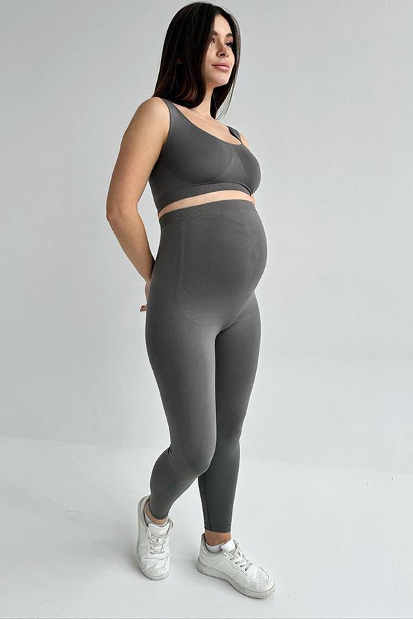 Seamless Maternity Leggings in Dark Gray