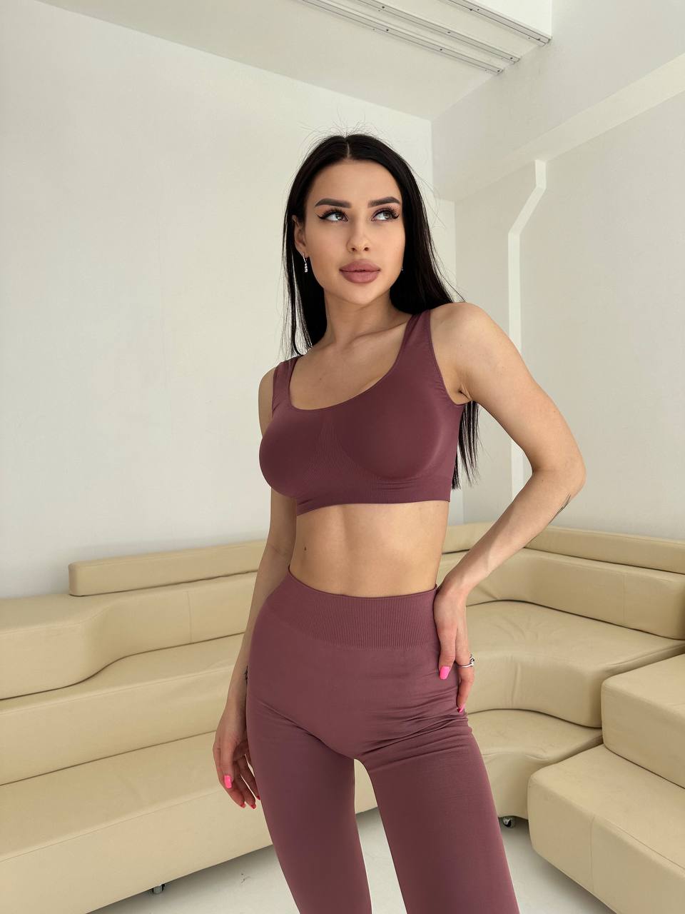 Seamless High Waist Leggings in Dusk Pink