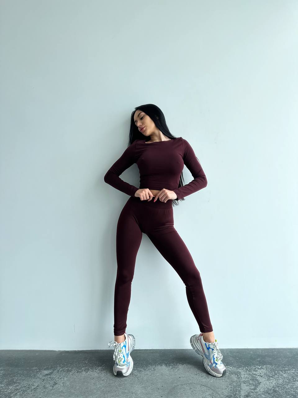 Seamless High Waist Leggings in Maroon