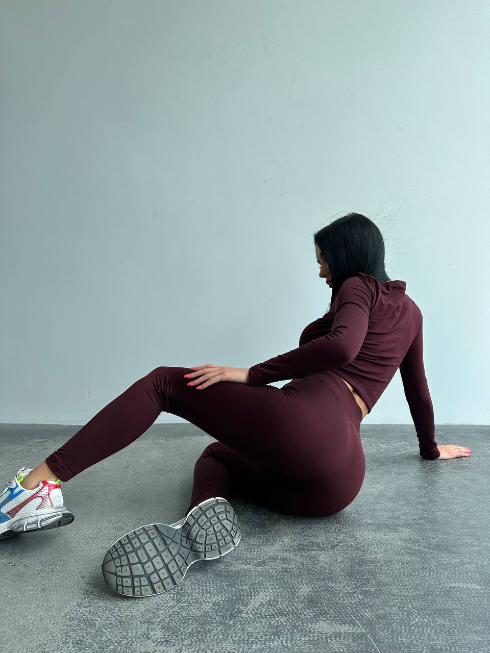 Seamless High Waist Leggings in Maroon