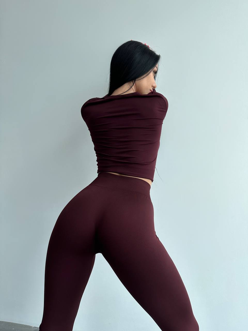 Seamless High Waist Leggings in Maroon