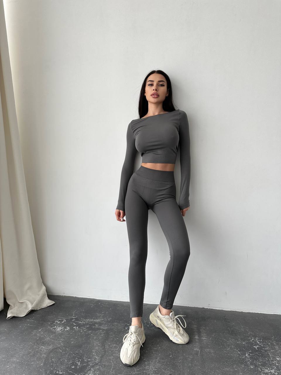 Seamless High Waist Leggings in Dark Gray