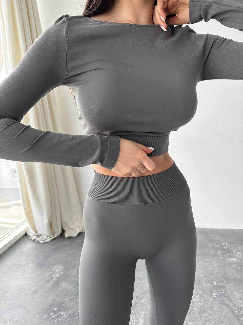 Seamless High Waist Leggings in Dark Gray