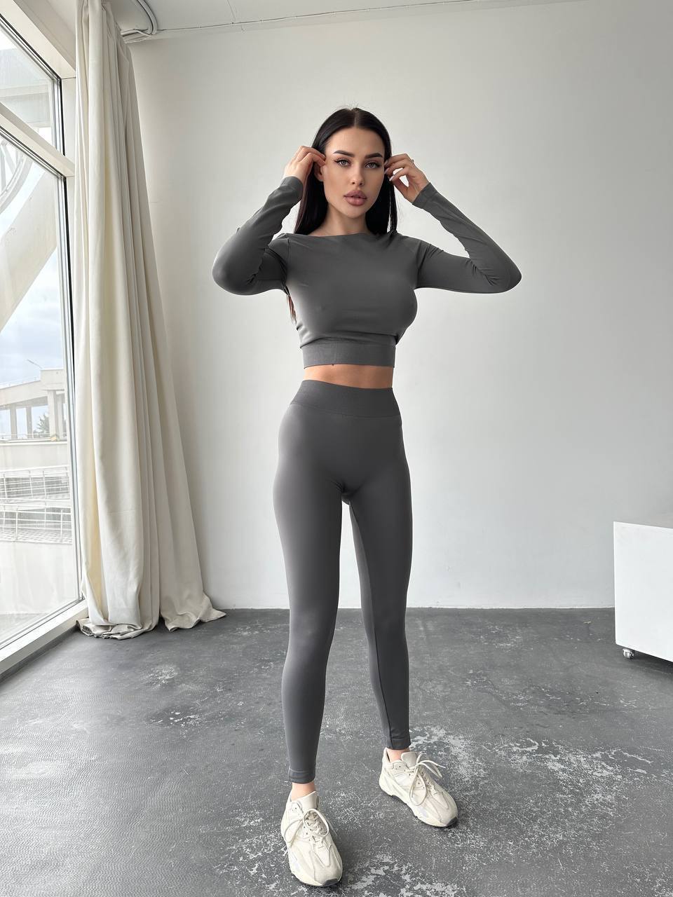 Seamless High Waist Leggings in Dark Gray