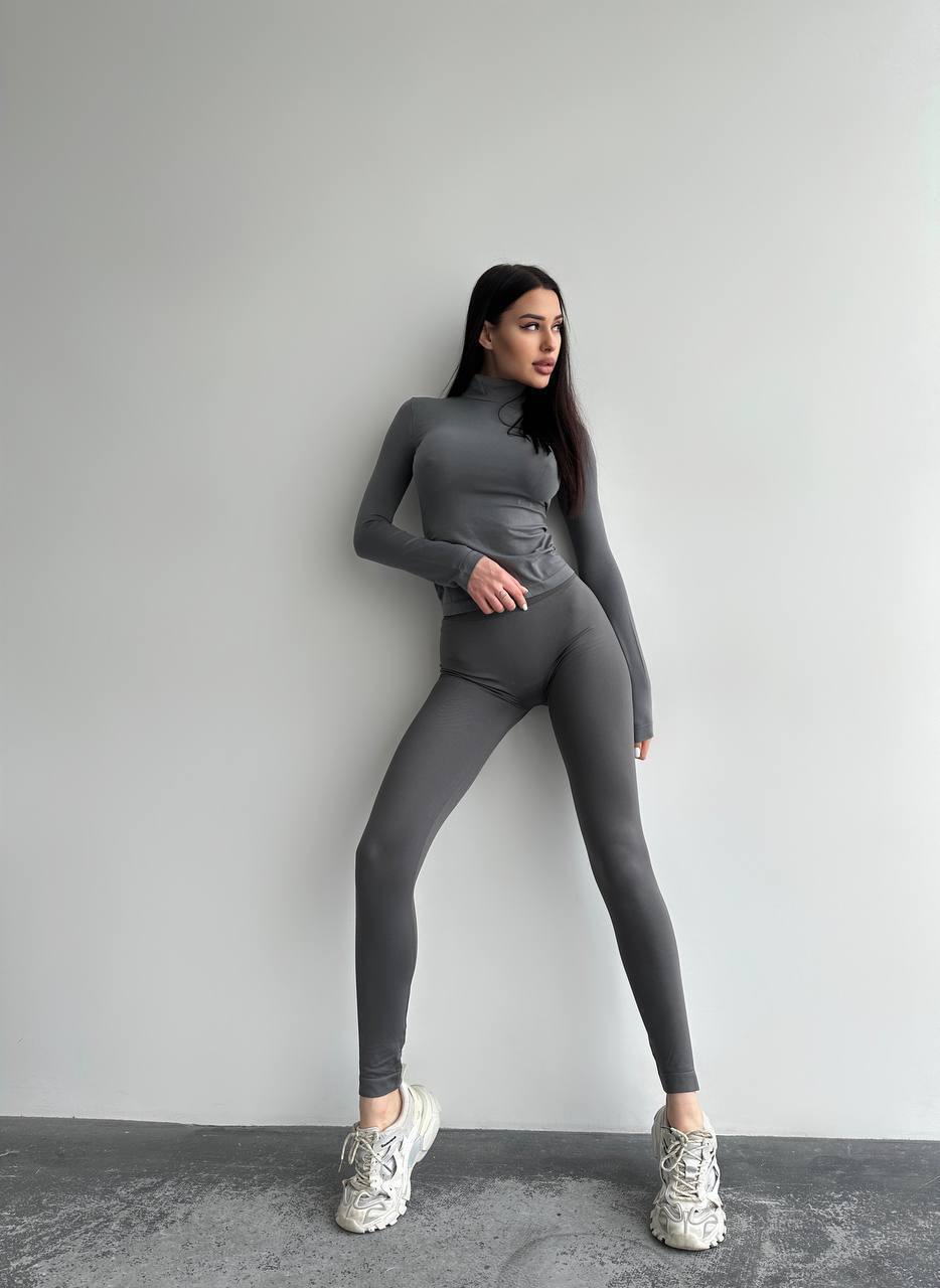 Seamless High Waist Leggings in Dark Gray