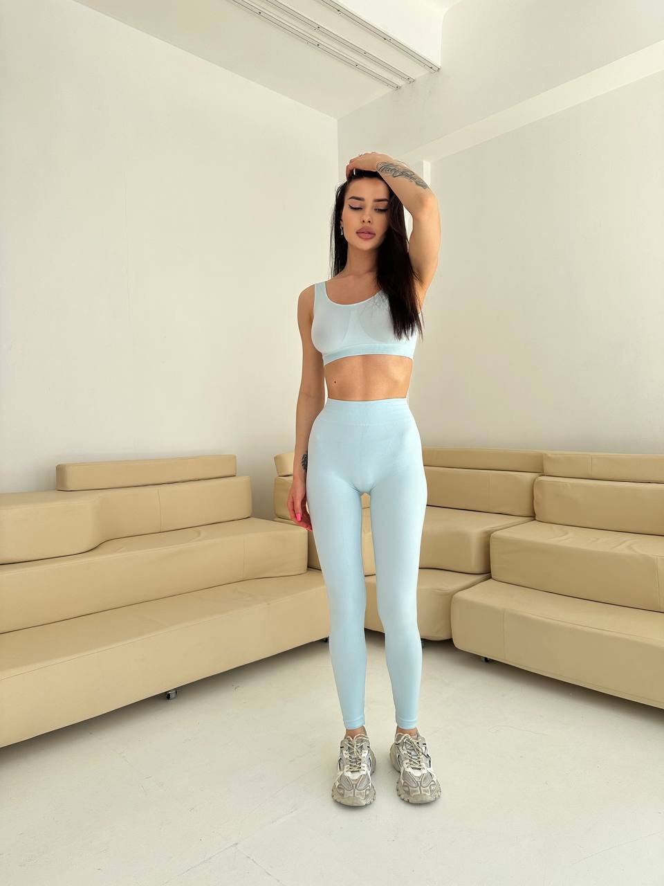 Seamless High Waist Leggings in Icy Blue