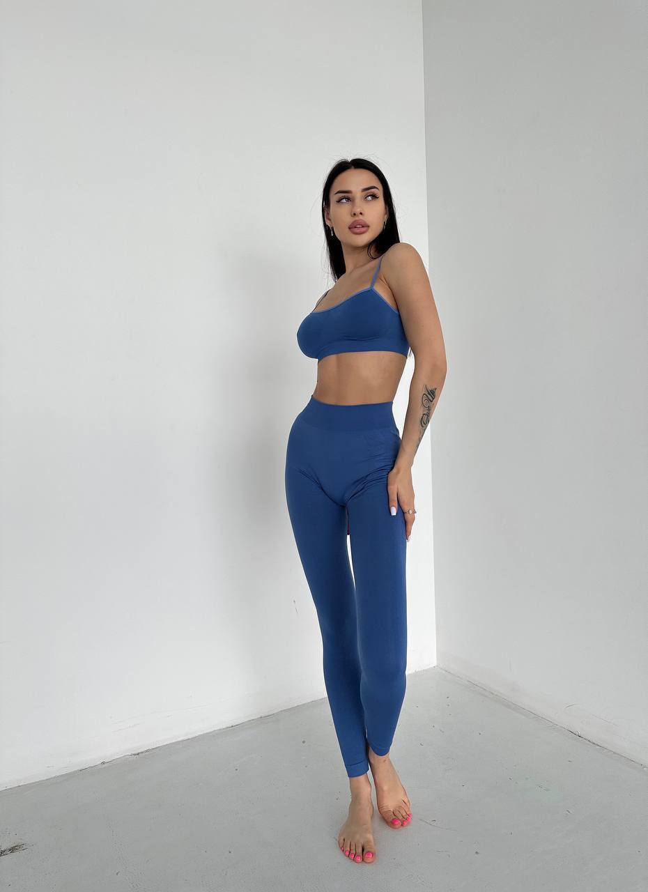 Seamless High Waist Leggings in Slate Blue