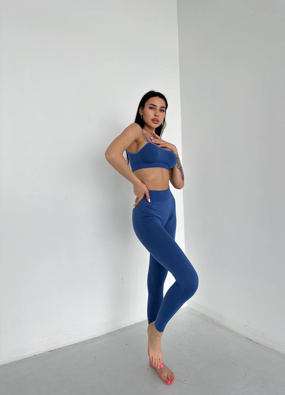 Seamless High Waist Leggings in Slate Blue