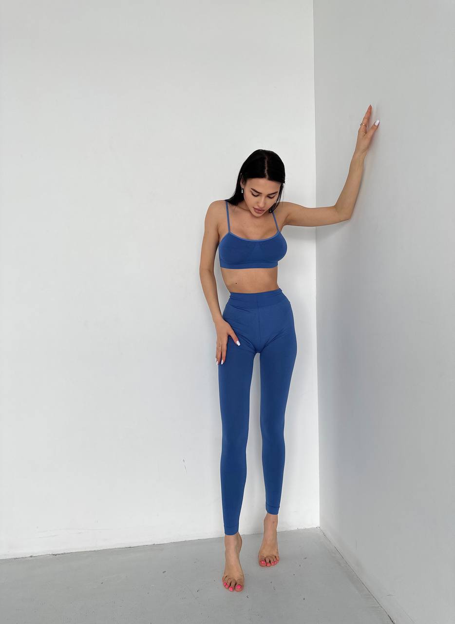 Seamless High Waist Leggings in Slate Blue