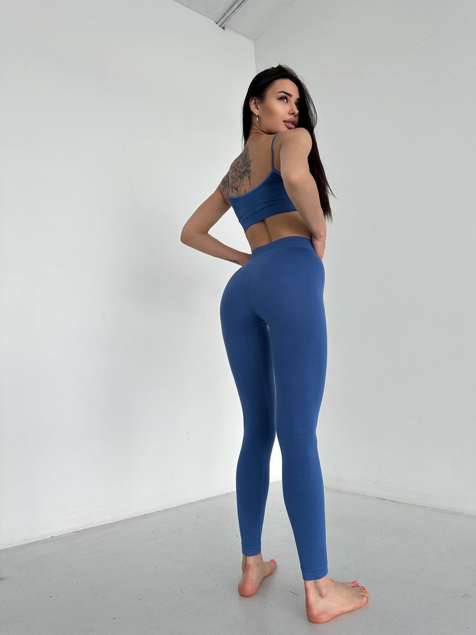 Seamless High Waist Leggings in Slate Blue