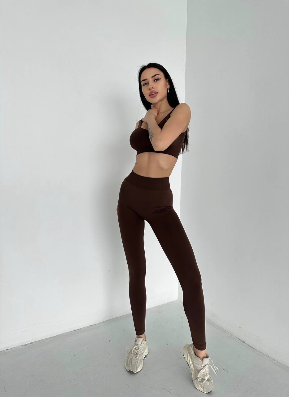 Seamless High Waist Leggings in Chocolate