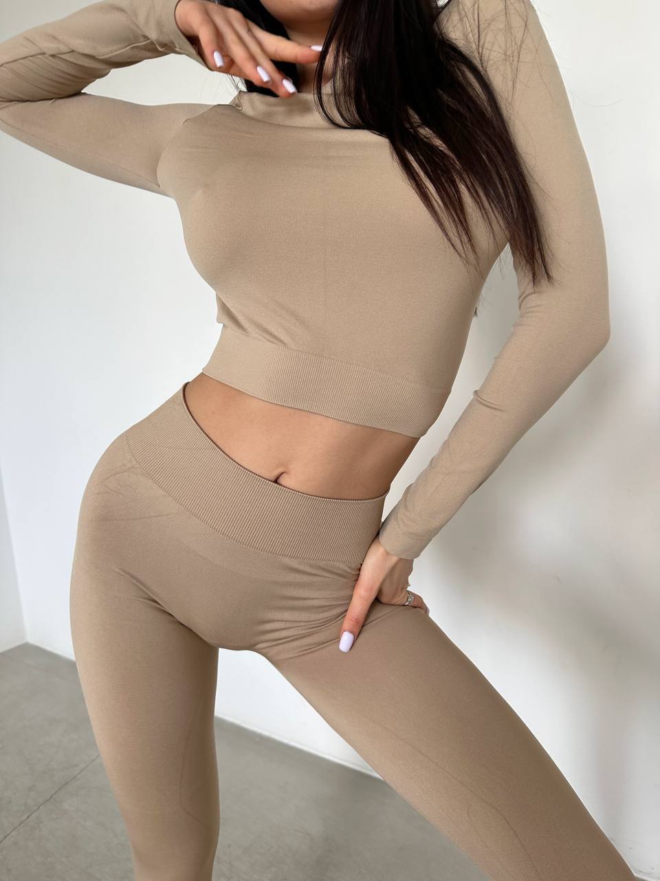 Seamless Stirrup Leggings in Beige