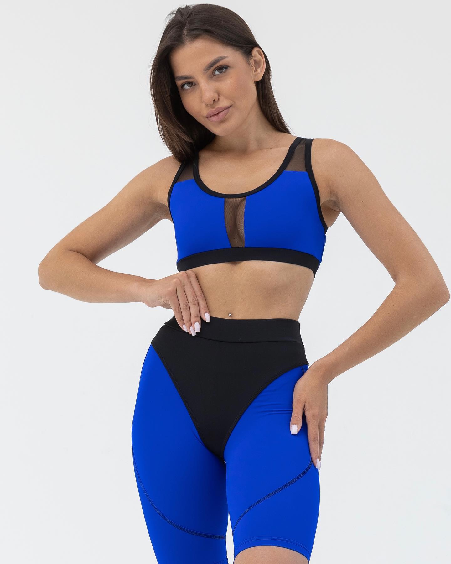 GalaxyX Mesh Insert Sports Bra in Electric Blue