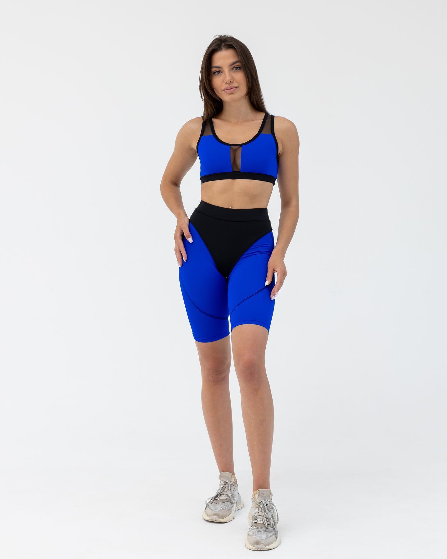 GalaxyX Push Up Contrast Contour Seam Bike Shorts in Electric Blue