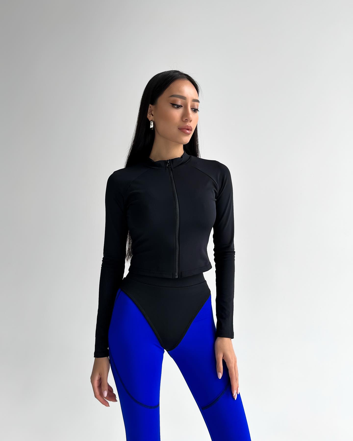 GalaxyX Push Up Contrast Contour Seam Leggings in Electric Blue