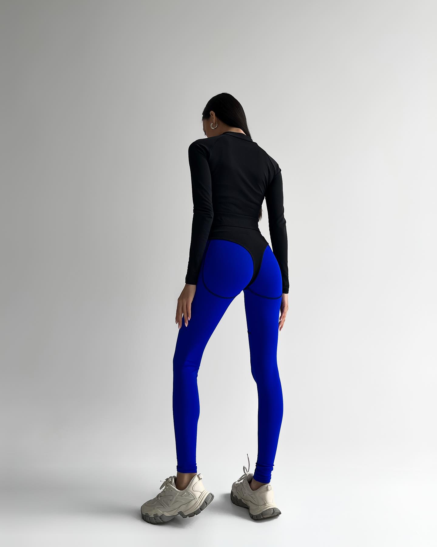 GalaxyX Push Up Contrast Contour Seam Leggings in Electric Blue