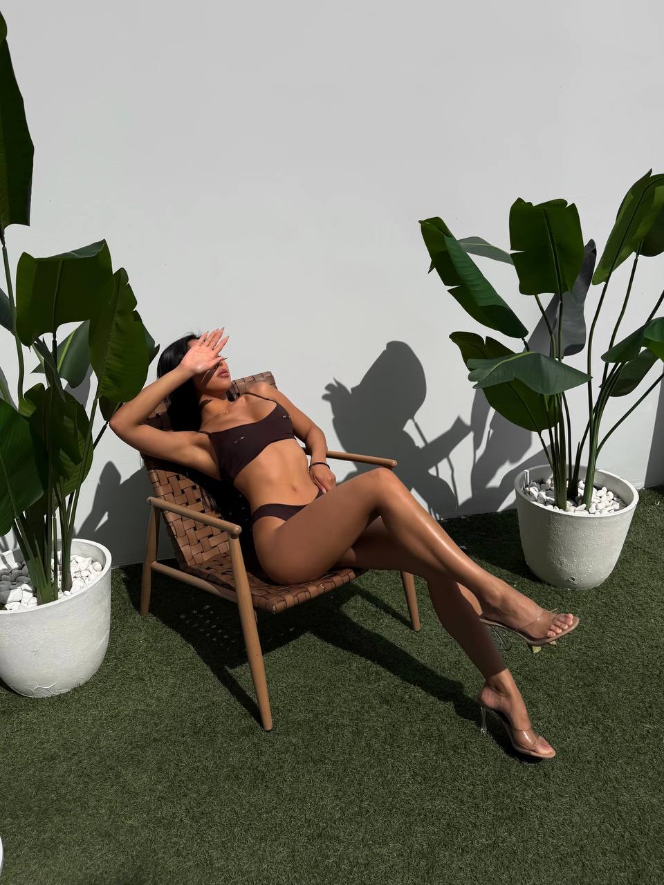 Beverly Spike Piercing Bust Detail Bikini Set in Chocolate